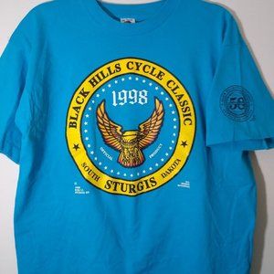 Vintage 1998 Sturgis Motorcycle Rally T Shirt Single Stitch Blue Size XL